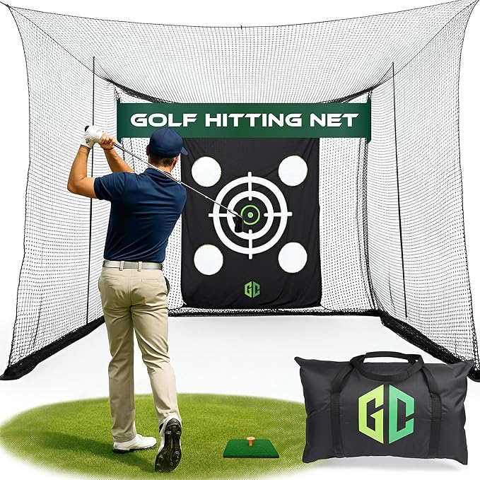 GrdnCare Golf Hitting Net 10x10x10ft – Golf Practice Net with Silent Target Tarp, Mat & Tee with Carry Bag (No Metal Frame) – Indoor Practice for Backyard or Garage & Outdoors-StrideForce Fitness