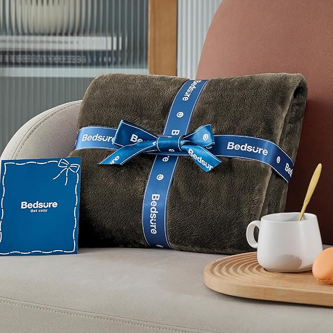 Bedsure Fleece Throw XL Blanket Brown - 300GSM Soft Lightweight Plush Cozy Blankets for Bed, Sofa, Couch, Travel, Camping, 50x70 inches-StrideForce Fitness