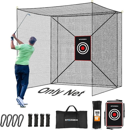 Storgem Golf Batting Cage Net with Extra Striking Net, Net Only, Heavy Duty Golf Hitting Practice Net, Backyard Batting Cage for Sports Training-StrideForce Fitness
