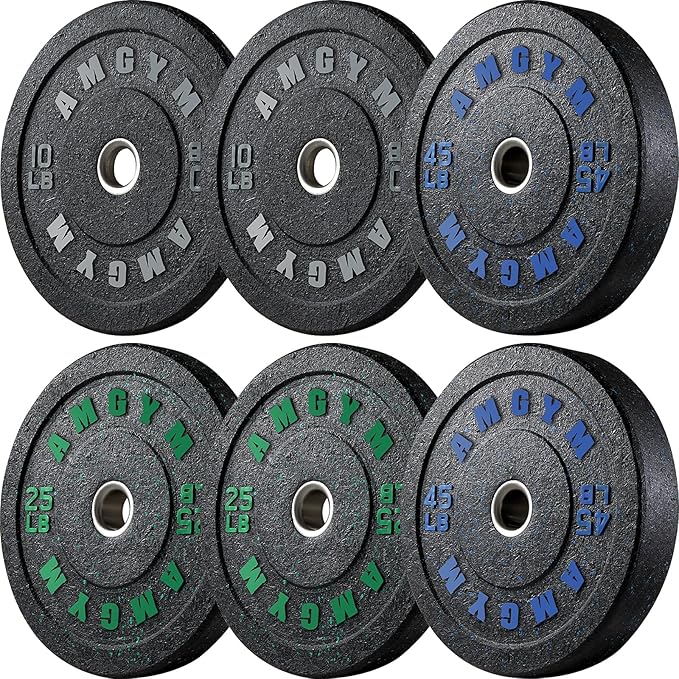 2 Inch Bumper Plates，10-500lbs，Barbell Rubber Olympic Weight Plates Set for Home Gym, Strength Training & Weight Lifting, Multiple Options Colors-StrideForce Fitness