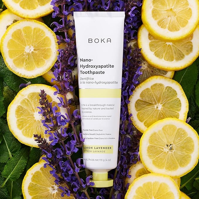 Boka Fluoride Free Toothpaste, Nano Hydroxyapatite Toothpaste, Appropriate for Sensitive Teeth - for Adult, Kids Oral Care - Lemon Lavender Flavor, 4 Fl Oz 3Pk US Manufactured
