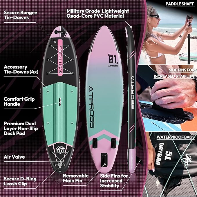 11'6"x35" Inflatable Paddle Board, 450lbs Extra Wide Stand Up Paddleboard for Adults with Premium SUP Accessories Kit & Backpack, Blow Up Kayak Non-Slip Stable Deck Boat for Yoga Fishing Surf-StrideForce Fitness