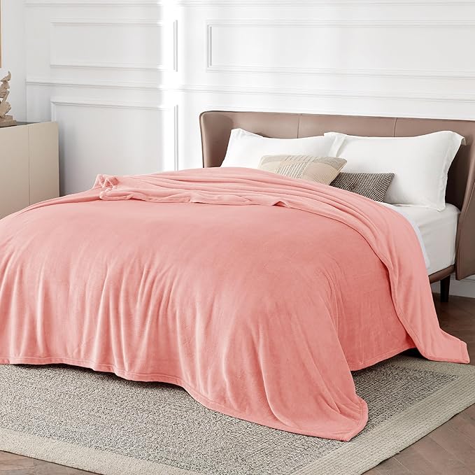 Bedsure Fleece King Size Blankets for Bed Pink - Soft Lightweight Plush Cozy Fuzzy Luxury Microfiber, 108x90 inches-StrideForce Fitness