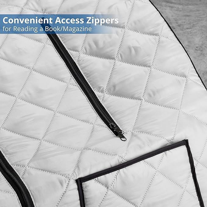 Durasage Oversized Portable Personal Steam Sauna Spa with 800W Steam Generator, 60-Minute Timer, Dual Pockets, Zippered Hand Openings & Chair for at-Home Relaxation (Silver, 33"x31.5"x41")-StrideForce Fitness