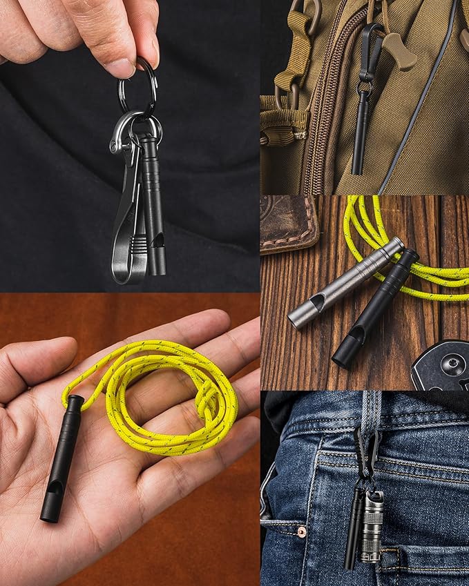 TISUR Titanium Emergency Whistle,120db Safety Whistle with Lanyard,Outdoor Survival Small Whistle for Life Saving,Hiking,Pets Training,Coach Sports-StrideForce Fitness