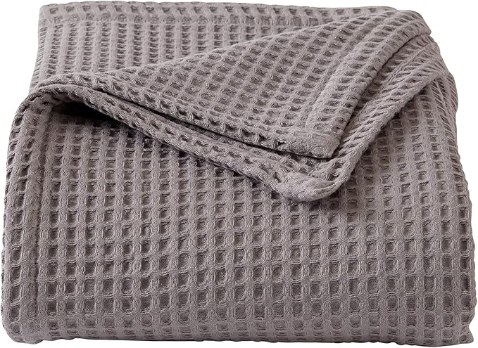 100% Cotton Waffle Weave Bed Blanket | Soft, Breathable, and Lightweight Blanket for All-Season | Perfect for Layering | Brielle Collection (King, Charcoal)-StrideForce Fitness