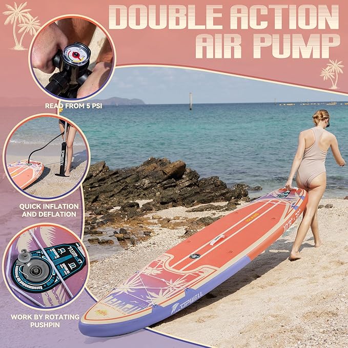 UPWELL 11’6”/11'2”/11'/10'8”/10'6”/10'2” Inflatable Stand Up Paddle Board with sup Accessories Including Backpack, Repairing Kits, Non-Slip Deck, Leash, 3 Fins, Paddle and Hand Pump-StrideForce Fitness