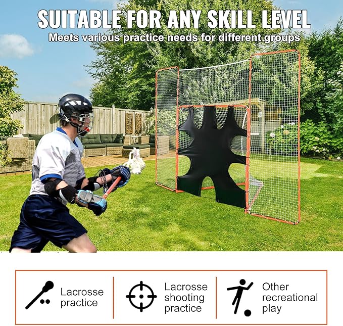VEVOR Portable Lacrosse Goal - Complete Training Accessory Set with Extended Coverage for Youth and Adults-StrideForce Fitness