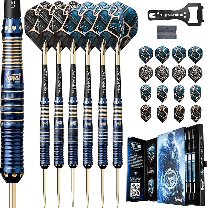 IgnatGames Premium Steel Tip Darts – 3/6/12 Pack Brass Barrels with Aluminum Shafts, 16 GlideXPro Flight Set, Tool Kit & Giftable Case-StrideForce Fitness