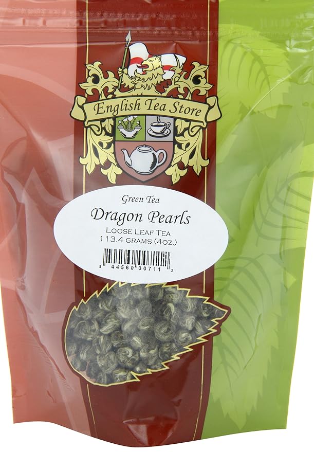 Dragon Pearls Green Tea Pouches | Loose Leaf Hand Rolled - 4oz | Spring Harvest from Fujian China | Floral Aroma | Steamed Green Tea | Whole Leaf Pearl Style Tea-StrideForce Fitness