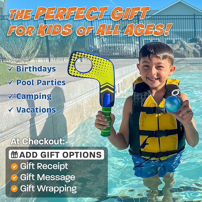 Fun Mini Hockey Sticks Game - Play at the Pool & Beach or in Home - For Kids & Adults All Ages - Use The Floating Soft Paddles to Shoot the Water Skipping Balls - Comes With 2 Sticks & 2 Balls-StrideForce Fitness