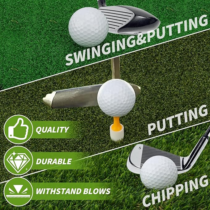 Jkwokback 3-in-1 Golf Hitting Mat | Turf Golf Practice Mat for Swing, Putting & Chipping | Portable Golf Mats Practice Indoor/Outdoor Golf Hitting Mat with 8 Tees Golf Training Mat-StrideForce Fitness