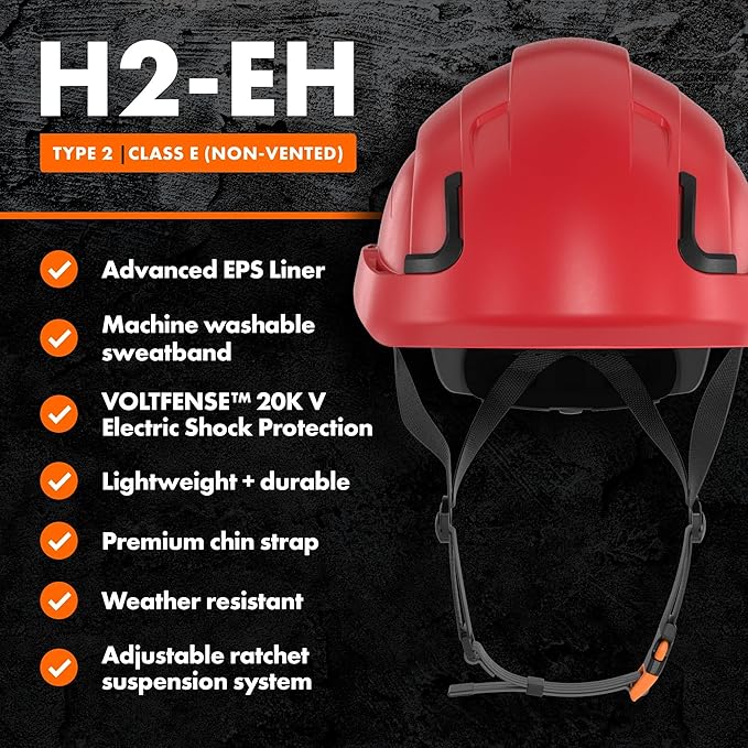 Defender Safety H2 Safety Helmet Hard Hat, Type 2 Class C and E, ANSI Z89.1 and EN 12492 Rated-StrideForce Fitness