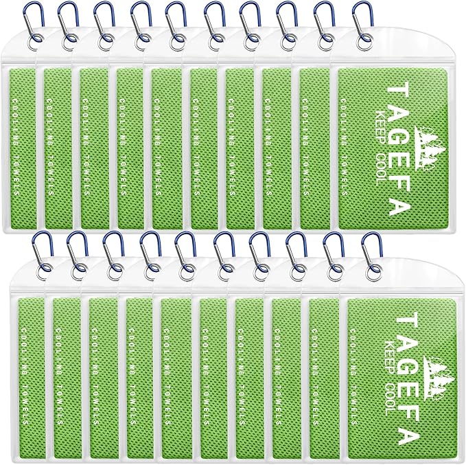 Cooling Towels 20 Pack, 40"x 12" Cooling Rags Neck Wraps for Sports with Carrying Pouch, Gym Cooling Neck Towels for Hor Weather, Sweat, Fitness, Travel-StrideForce Fitness