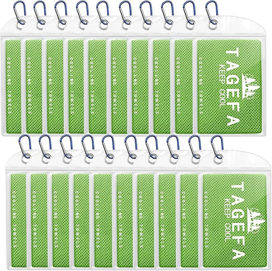 Cooling Towels 20 Pack, 40"x 12" Cooling Rags Neck Wraps for Sports with Carrying Pouch, Gym Cooling Neck Towels for Hor Weather, Sweat, Fitness, Travel-StrideForce Fitness