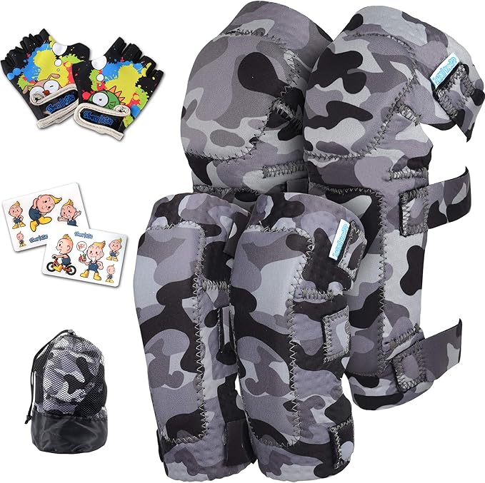 Soft-Style Kids Knee and Elbow Pads with Bike Gloves, Flexible Impact-Resistant Gear for Ages 2-11, Designed for Balance Bikes, Roller-Skating, and Skateboarding-StrideForce Fitness
