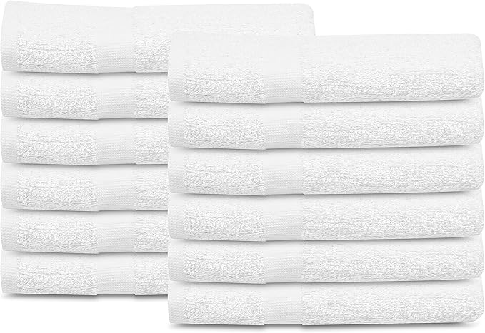 GOLD TEXTILES 24 PCS New White 20X40 Cotton Blend Economy Bath Towels Soft & Quick Dry Salon Hair Towel-Gym Towel (2 Dozen)-StrideForce Fitness