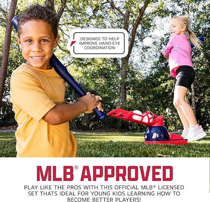 Franklin Sports Kids Baseball Pitching Machine - Pop A Pitch Batting Machine with Youth Bat + 3 Plastic Balls - Boys + Girls Toy-StrideForce Fitness