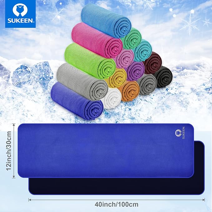 Sukeen Cooling Towel (40"x12"),Ice Towel,Soft Breathable Chilly Towel,Microfiber Towel for Yoga,Sport,Running,Gym,Workout,Camping,Fitness,Workout & More Activities-StrideForce Fitness