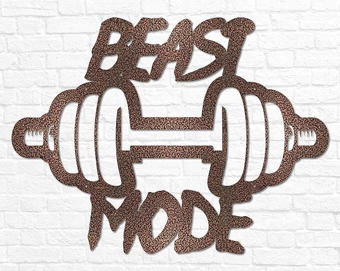 Beast Mode Metal Sign | Metal Home Gym Sign | Fitness Sign | Fitness Quote | Motivation Decor | Workout Decor Sign | Gym Wall Art | Weightlifting | Crossfit Sign | Boyfriend Gift-StrideForce Fitness