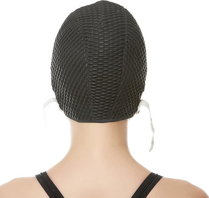 Beemo Swim Cap Women Chin Strap Bubble Crepe Latex Long Short Hair Swimming Caps-StrideForce Fitness