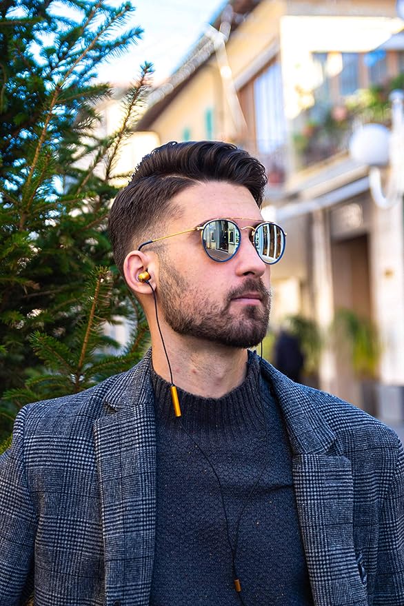 LUDOS Clamor Wired Earbuds in-Ear Headphones, 5 Years Warranty, Earphones with Microphone, Noise Isolating Ear Buds, Memory Foam for iPhone, Samsung, School Students, Kids, Women, Small Ears - Gold-StrideForce Fitness