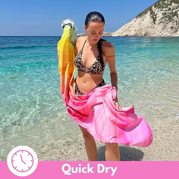 ECCOSOPHY Microfiber Beach Towel - Sand Free Towels are Quick Dry, Light Weight, Super Absorbent - Perfect Pool, Travel, Cruise, Camping Essentials - Oversized Extra Large for Adults 71x35 in-StrideForce Fitness