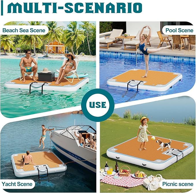 Specraft Inflatable Floating Dock, Non-Slip Air Dock Platform loating Island Raft with Rope Ladder for Pool Lake Beach Ocean-StrideForce Fitness