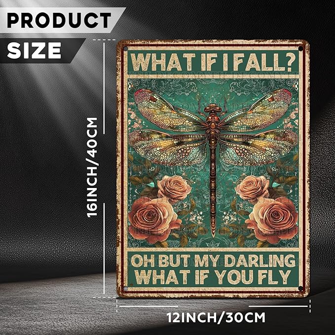 Vintage Tin Sign What If You Fly Tin Sign Metal Wall Decor for Home Office Kitchen Bar Cafe Garden Wall Decor 12 * 16inch-StrideForce Fitness