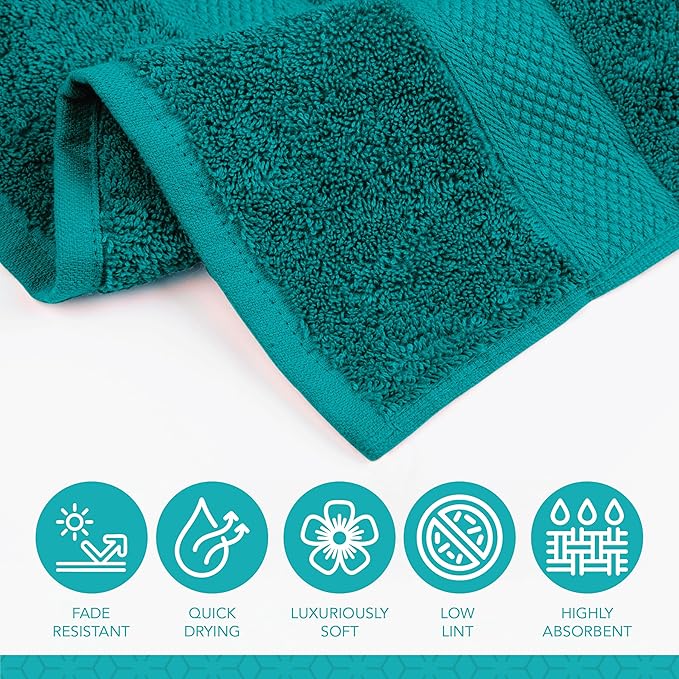 Pleasant Home Bath Towels Set of 6 (24” x 50”) 100% Cotton, 515 GSM | Lightweight, Soft & Absorbent Luxury Towels for Bathroom | for Gym, Pool & Spa | 6 Pack, Teal-StrideForce Fitness