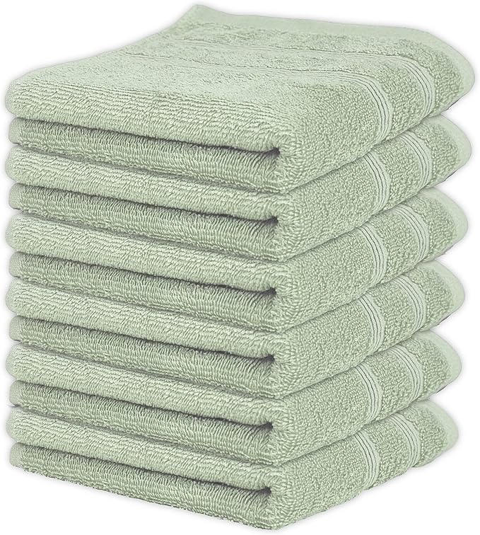 Kaufman - Premium Hand Towels Set for Bathroom, Spa, Gym, and Face Towel 100% Cotton Ring Spun, Ultra Soft Feel and Highly Absorbent Towels (SAGE Green, 6-PK)-StrideForce Fitness