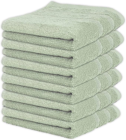 Kaufman - Premium Hand Towels Set for Bathroom, Spa, Gym, and Face Towel 100% Cotton Ring Spun, Ultra Soft Feel and Highly Absorbent Towels (SAGE Green, 6-PK)-StrideForce Fitness