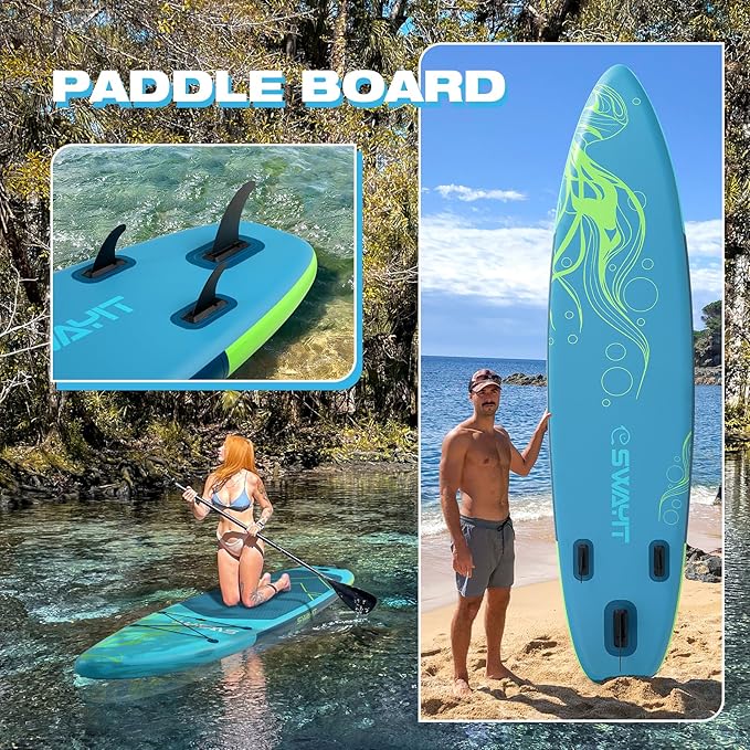 Inflatable Stand Up Paddle Board – Durable SUP for Adults & Youth,33" Wide Blow Up Paddle Board with Paddle, Pump, Backpack,Leash – All Around Stable for All Skill Levels, Carries up to 450 lbs-StrideForce Fitness