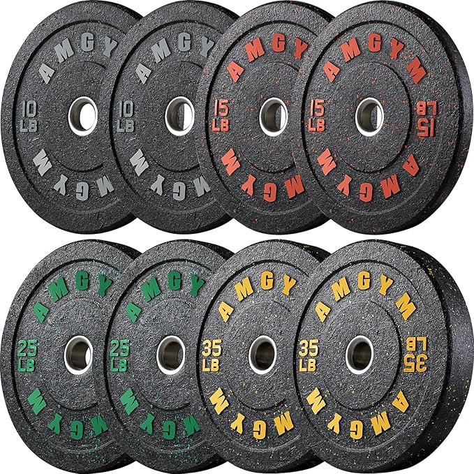 2 Inch Bumper Plates，10-500lbs，Barbell Rubber Olympic Weight Plates Set for Home Gym, Strength Training & Weight Lifting, Multiple Options Colors-StrideForce Fitness