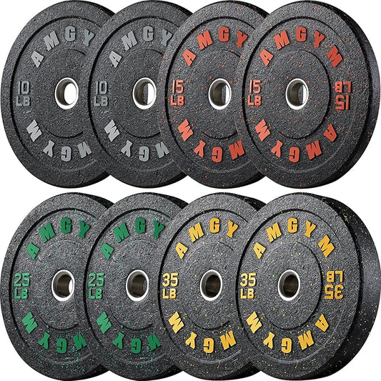 2 Inch Bumper Plates，10-500lbs，Barbell Rubber Olympic Weight Plates Set for Home Gym, Strength Training & Weight Lifting, Multiple Options Colors-StrideForce Fitness