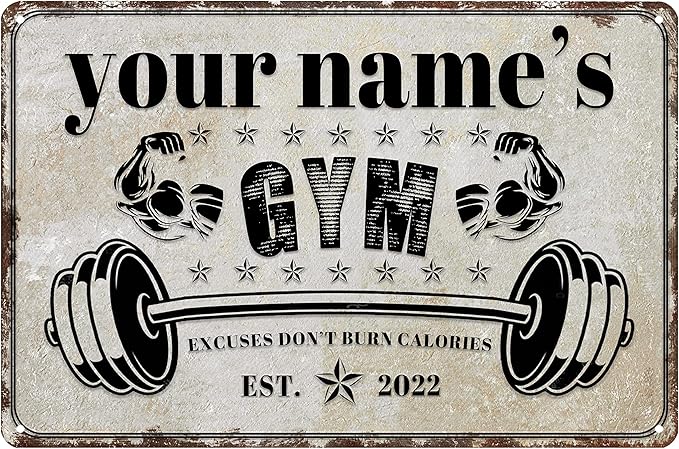 Custom Gym Sign Wall Art Decor Personalized Name Aluminum Metal Sign Retro Workout Room Fitness Center Tin Sign - Excuses Don't Burn Calories-StrideForce Fitness