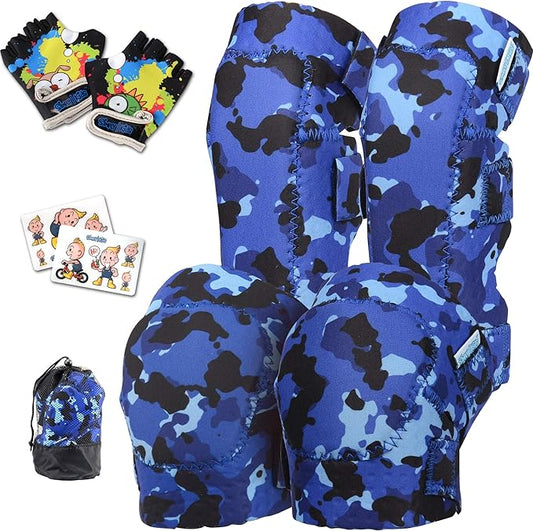 Soft-Style Kids Knee and Elbow Pads with Bike Gloves, Flexible Impact-Resistant Gear for Ages 2-11, Designed for Balance Bikes, Roller-Skating, and Skateboarding-StrideForce Fitness