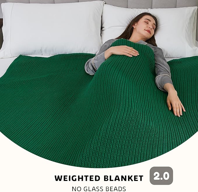 L'AGRATY Knitted Weighted Blanket - 48"x72" 15lbs Cooling Chunky Knit Heavy Blanket for Adults Braided Crochet Throw Thick Cable Yarn Knit Decorative No Beads Evenly Weighted Machine Washable-StrideForce Fitness