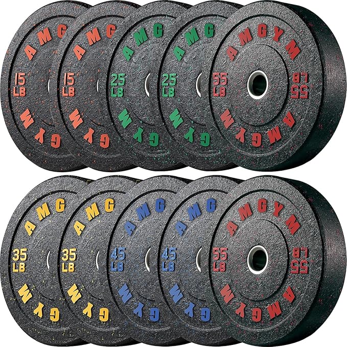 2 Inch Bumper Plates，10-500lbs，Barbell Rubber Olympic Weight Plates Set for Home Gym, Strength Training & Weight Lifting, Multiple Options Colors-StrideForce Fitness
