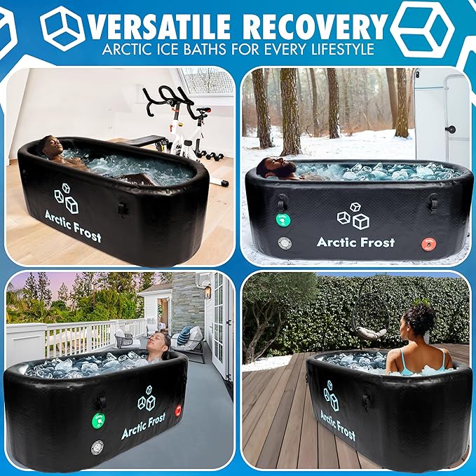 XLarge Oval Professional Ice Bath Tub-230 Gallon Inflatable Cold Plunge- Portable Lightweight Easy to Set Up for Full Cold Water Immersion, Faster Recovery (Black, Extra Large Ice Bath (75x34x26)-StrideForce Fitness