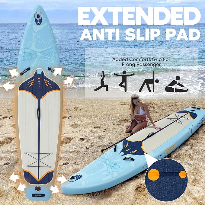 Inflatable Paddle Board,Stand Up Paddle Board Set, Extra Wide SUP Board with Removable Fin, Floating Paddle, Hand Pump, Waterproof Phone Pouch,Traveling Board-StrideForce Fitness