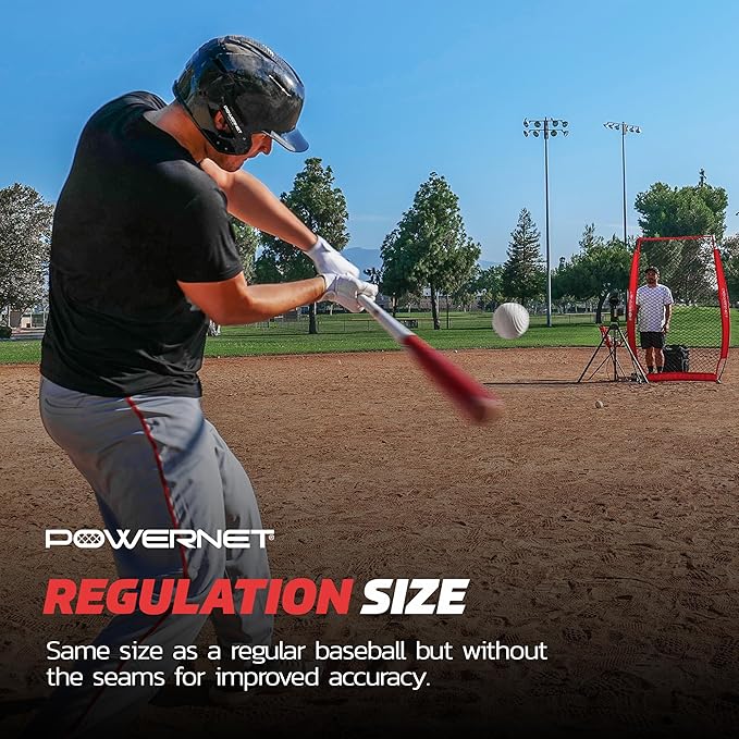 PowerNet Launch F-lite Softball & Baseball Pitching Machine, Dimpled Practice Balls, Bucket of Baseballs, Coaching Bucket Bundle for Pitching Machine, Baseball Training Equipment-StrideForce Fitness