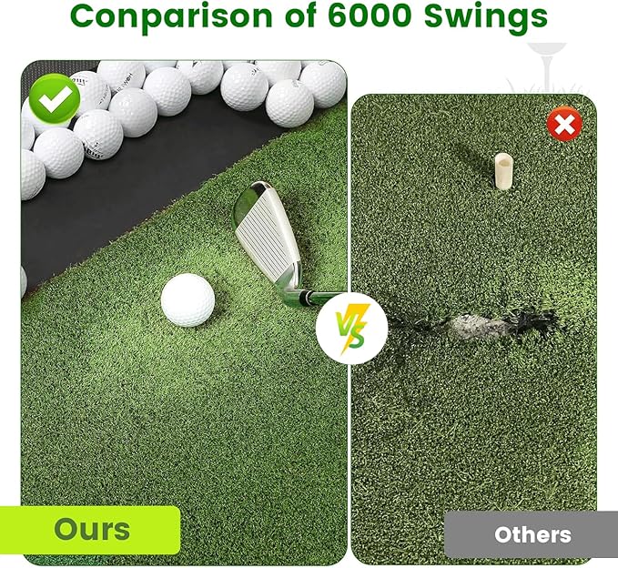 Golf Hitting Mat with Ball Tray, 5x4 & 6x4 ft, 26mm/31mm Thick, Standard & Alignment Line Options, Premium Golf Practice Mat for Indoor Outdoor Swing & Chipping-StrideForce Fitness