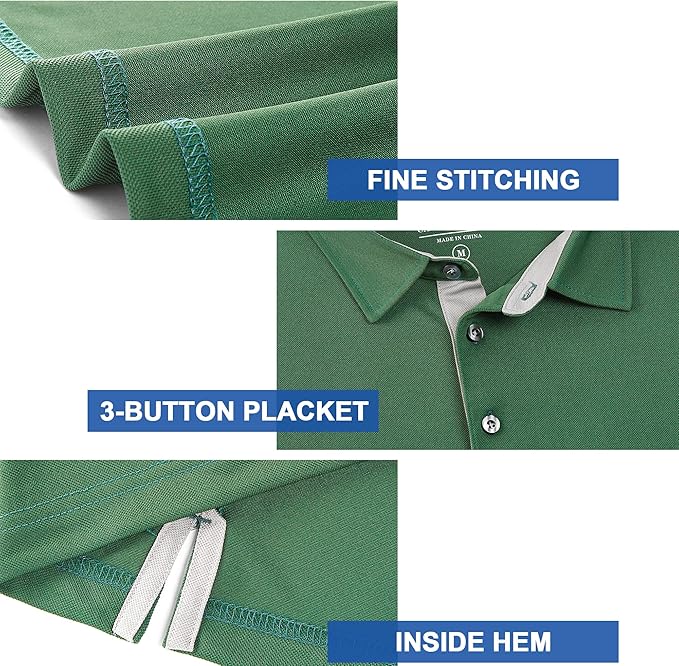 Mens Golf Shirt Short Sleeve Moisture Wicking Dry Fit Performance Solid Casual Pique Collared Golf Polo Shirts for Men-StrideForce Fitness