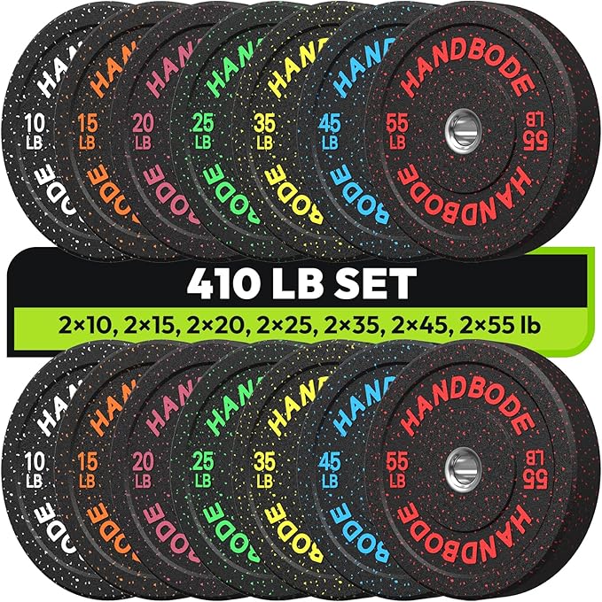 2-Inch Bumper Plates High Bounce, Olympic Weight Plate Set 45/100/160/190/260/300lb, Barbell Weight Plates Set for Home Gym, Colored Weights Rubber Strength Training Plate for Weight Lifting-StrideForce Fitness