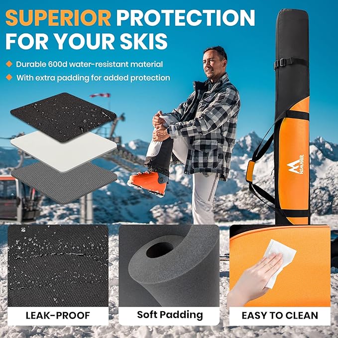 Ski Bag and Ski Boot Bag Combo-Padding Skis Bag for Air Travel,Water Proof Ski Boot Bag Fits for Skis Up to 200 CM and Boots Up To Size US13,Adults Ski Travel Bag-StrideForce Fitness