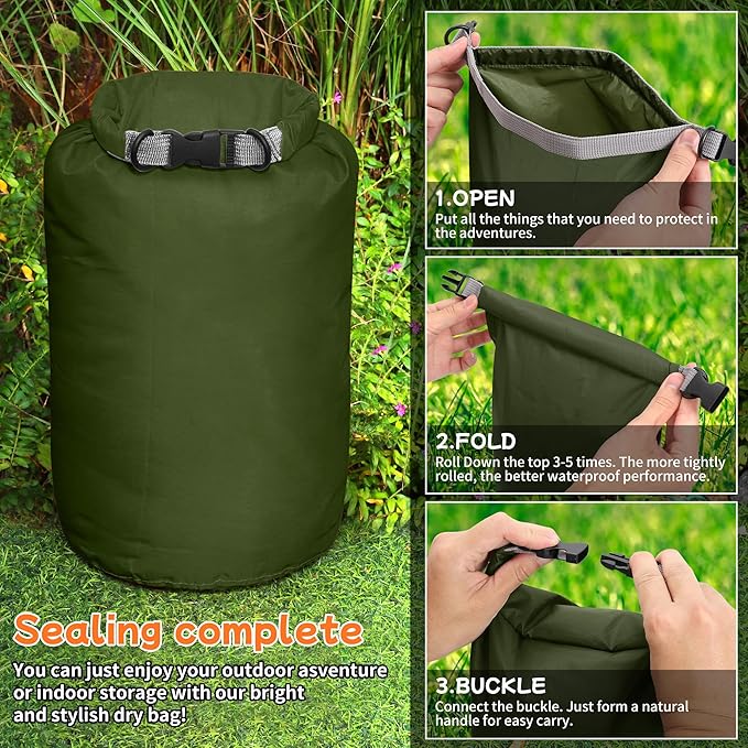 Desoto Waterproof Dry Bag 2 packs, 2L/5L/10L/20L/40L/70L Dry Sack Lightweight Portable, Dry Storage Bag to Keep Gear Dry Clean for Kayaking, Gym, Hiking, Swimming, Camping-StrideForce Fitness