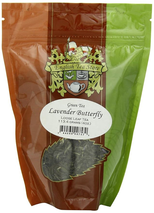Lavender Butterfly Tea Pouches - 4oz | Loose Leaf Green Tea Blend with French Lavender | Relaxing Floral Herbal with Soothing Natural Green Tea Mix | Calming Loose Leaf-StrideForce Fitness