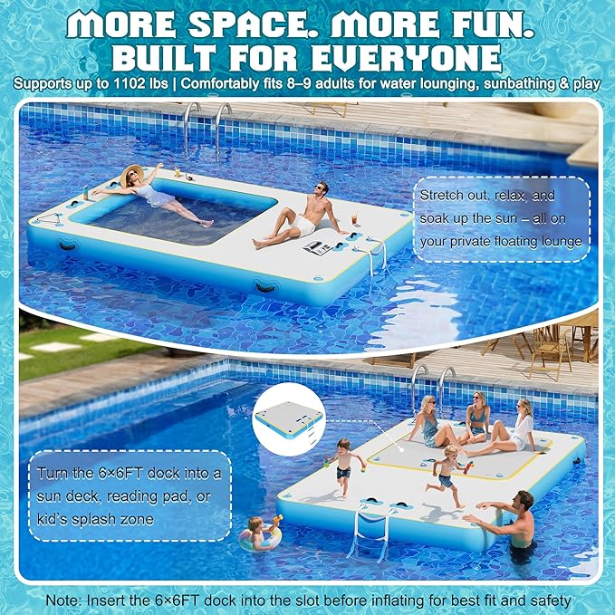 Specraft Inflatable Floating Dock, Non-Slip Air Dock Platform loating Island Raft with Rope Ladder for Pool Lake Beach Ocean-StrideForce Fitness