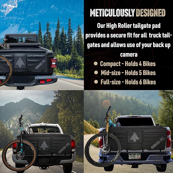 Send It. High Roller Tailgate Bike Pad V2 - Truck Accessories for Mountain Bikers, BMX Bikes, Ebikes & More (Mid Size)-StrideForce Fitness